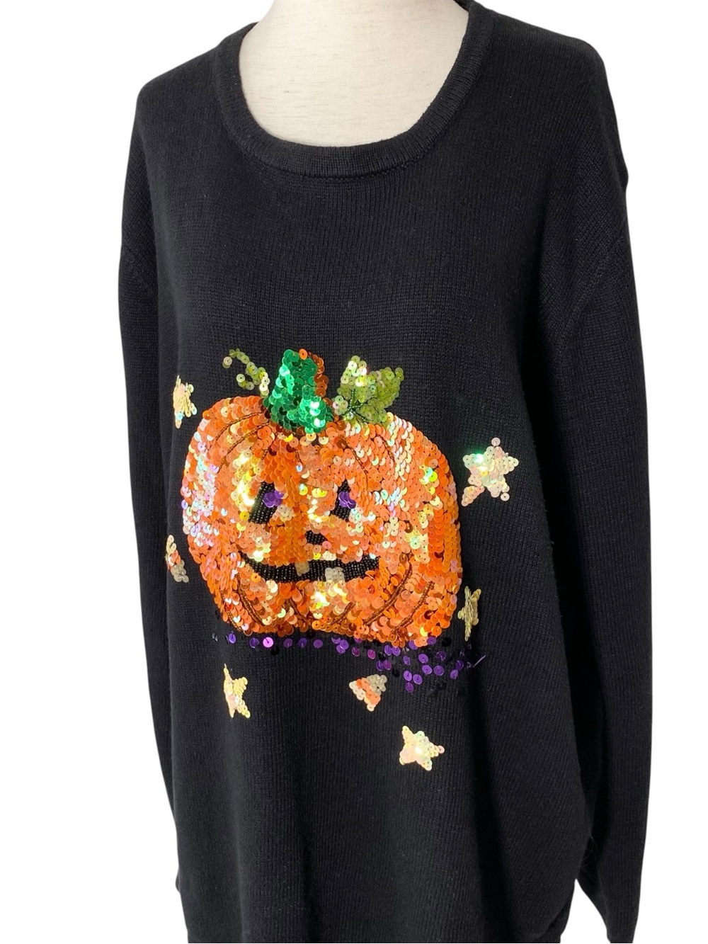 VINTAGE PEEK A BOO Sequin Pumpkin Sweater